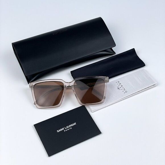 SALE! NEW Saint Laurent SL474 003 Nude Brown Square Unisex Sunglasses main image 7